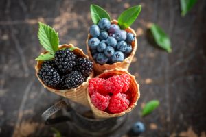 Healthy smoothie made with strawberries, blueberries, and raspberries