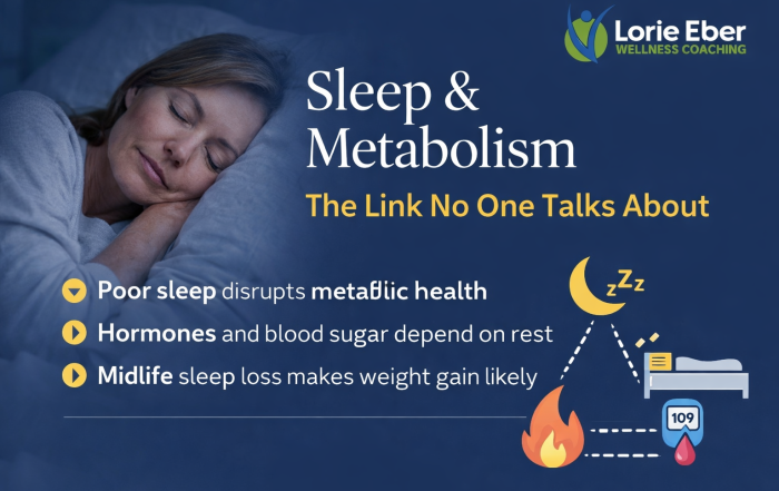 Woman sleeping peacefully to illustrate the connection between sleep, metabolism, and hormonal health in midlife